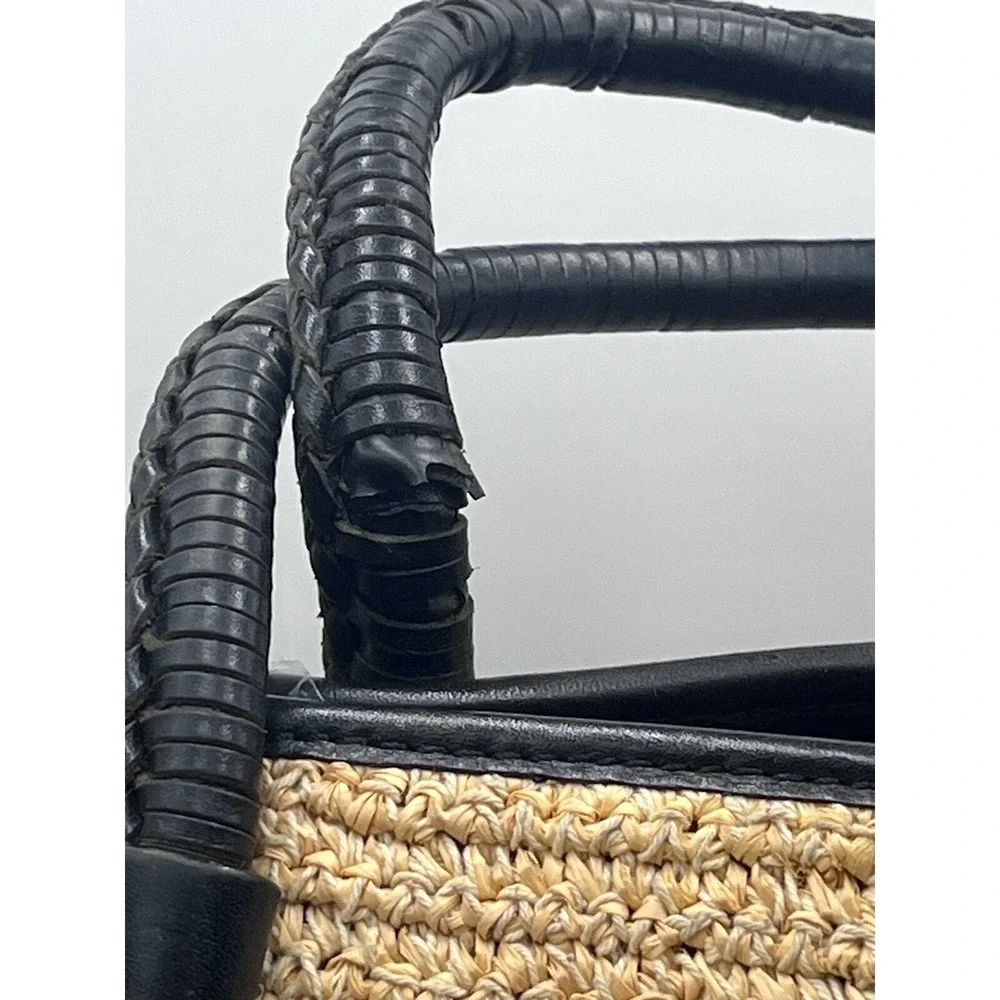 Michael Kors Vintage Leather and Wicker Braided Straw‎ Woven Shoulder Bag